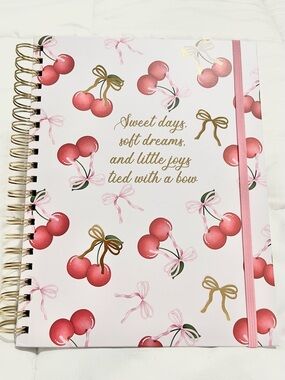 “Sweet days, soft dreams & joys tied with a bow" Large Spiral Notebook NWT